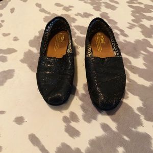 Black glitter Toms - Size 7